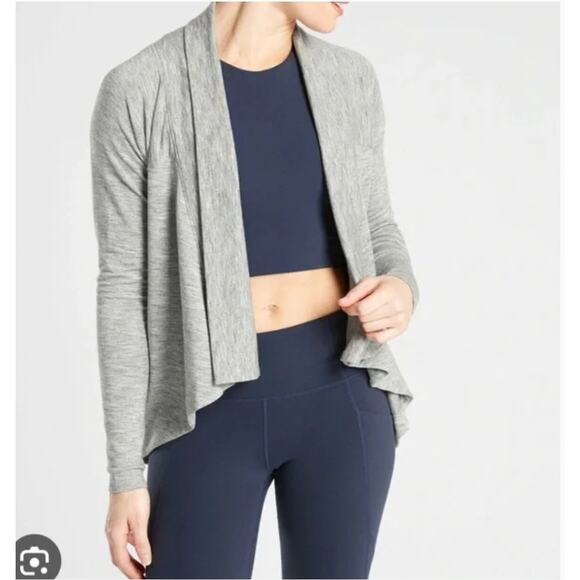 Athleta‎ Cardigan Womens Small Grey Heathered Nirvana Wear Two Ways Sweater - Picture 1 of 10